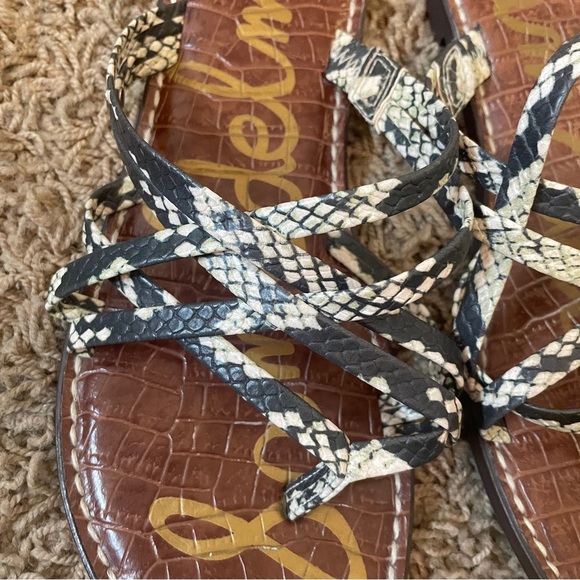 Sam Edelman Georgette Slide Sandal Flats Leather Snake Print Women’s Size 9 EUC - Picture 3 of 9